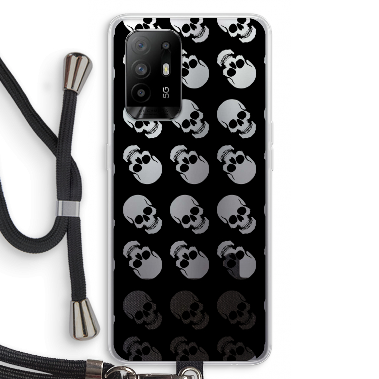 Musketon Skulls: Oppo A95 5G Transparant Hoesje met koord