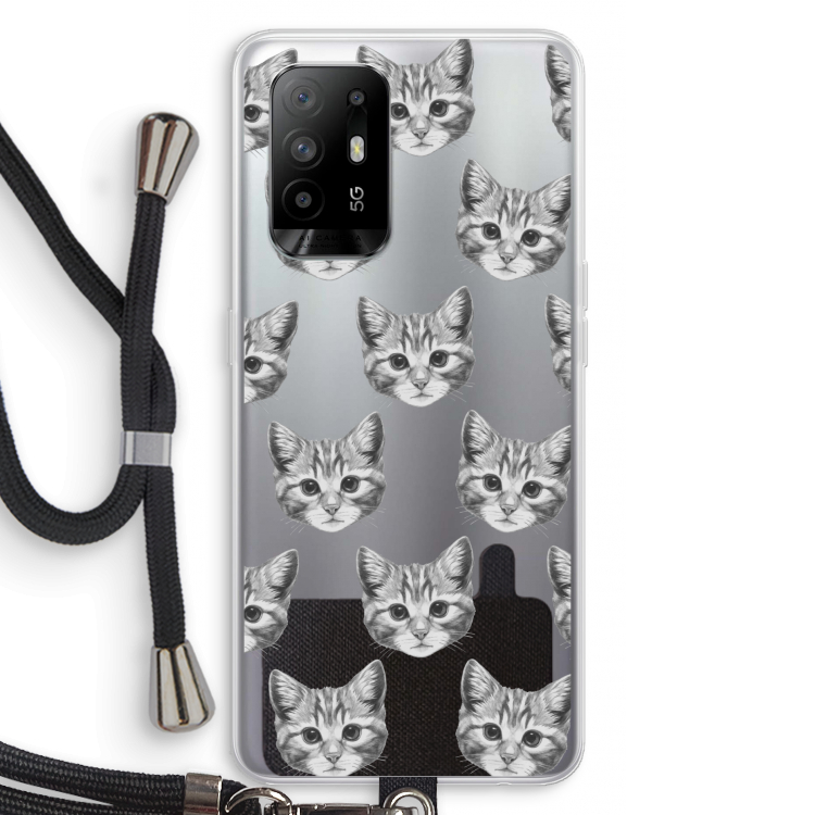 Kitten: Oppo A95 5G Transparant Hoesje met koord