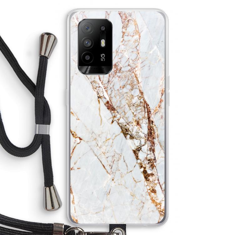 Goud marmer: Oppo A95 5G Transparant Hoesje met koord