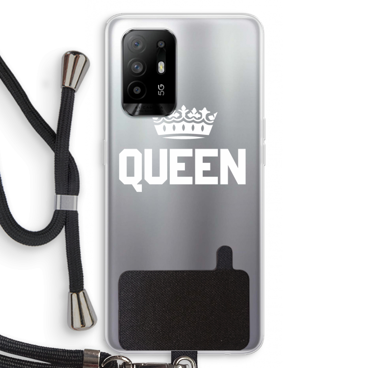 Queen zwart: Oppo A95 5G Transparant Hoesje met koord