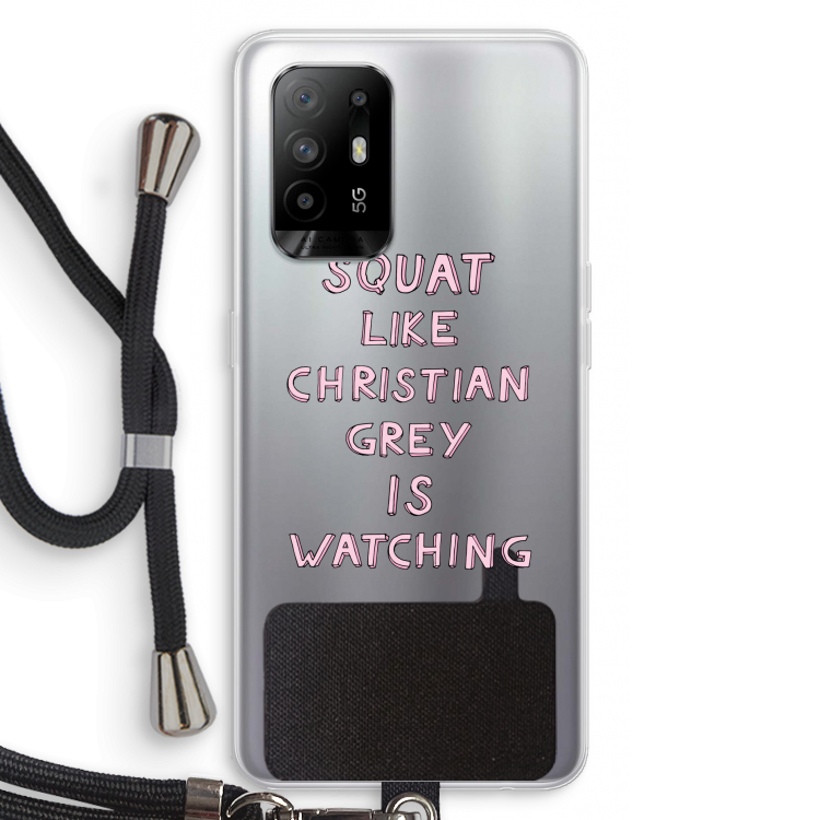 Christian Grey: Oppo A95 5G Transparant Hoesje met koord