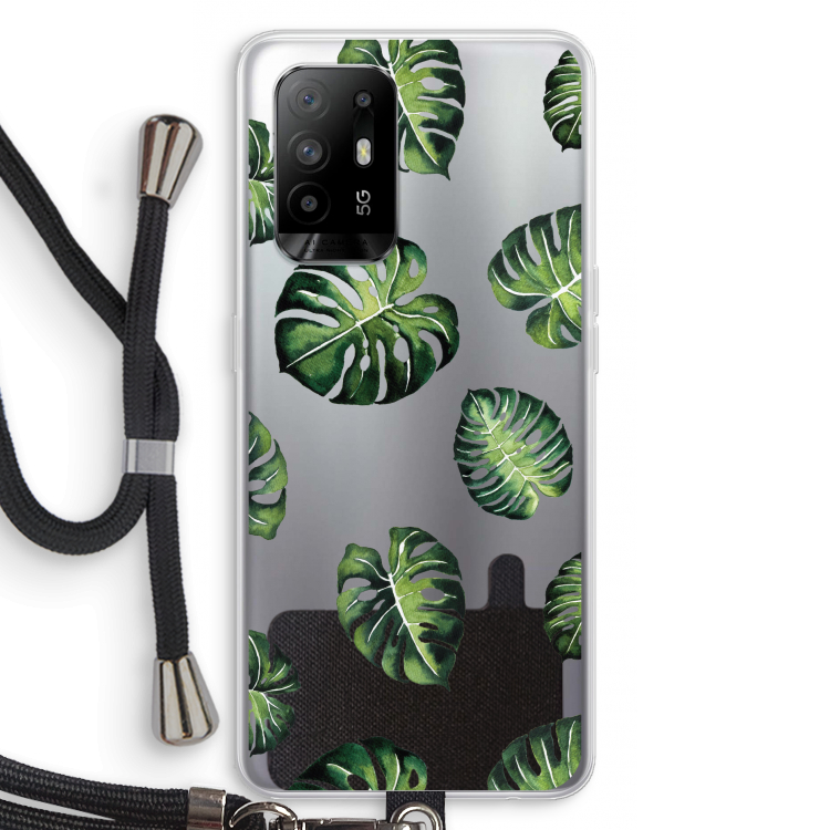 Tropische bladeren: Oppo A95 5G Transparant Hoesje met koord