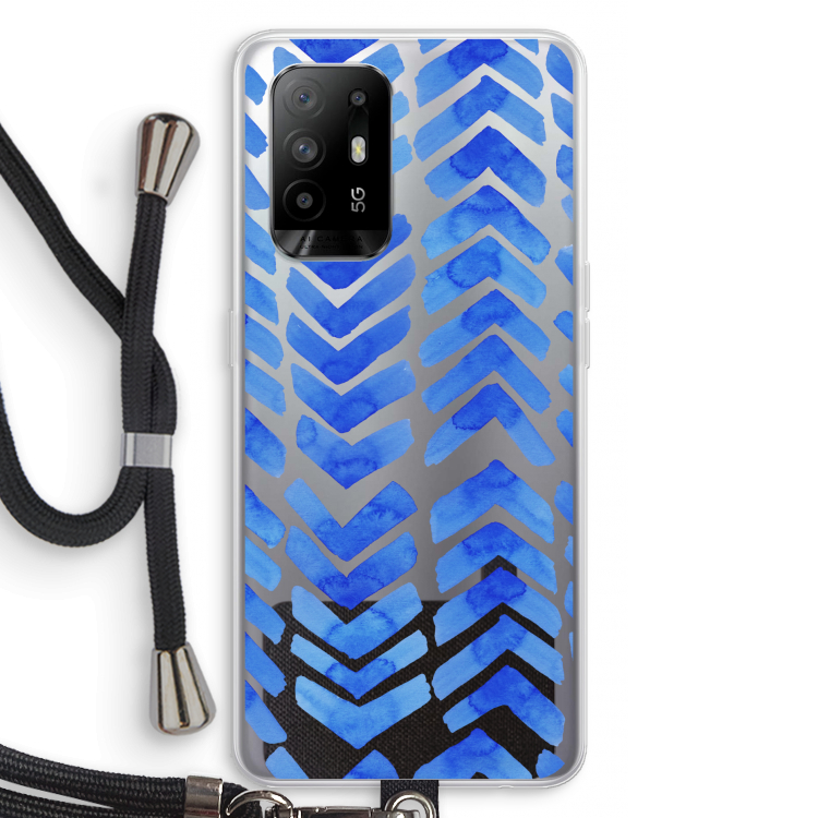 Blauwe pijlen: Oppo A95 5G Transparant Hoesje met koord