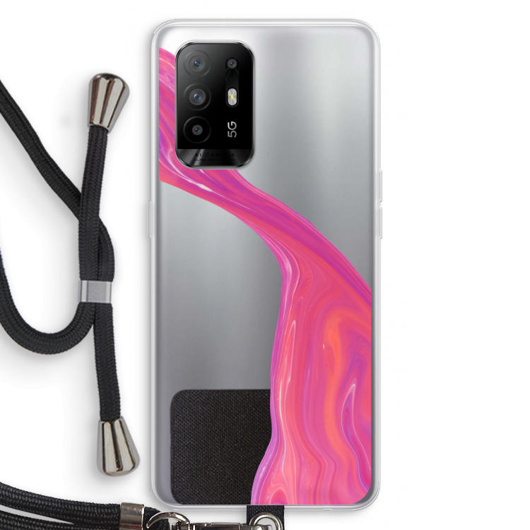 Paarse stroom: Oppo A95 5G Transparant Hoesje met koord