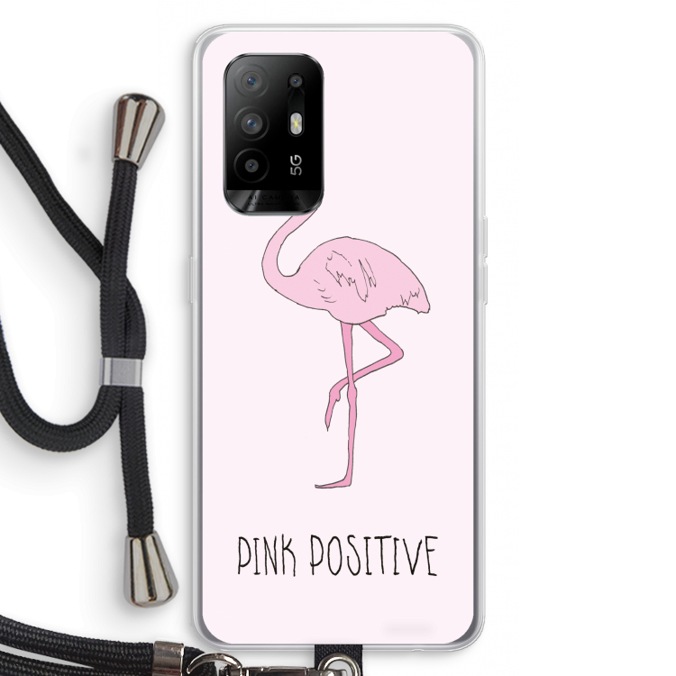 Pink positive: Oppo A95 5G Transparant Hoesje met koord