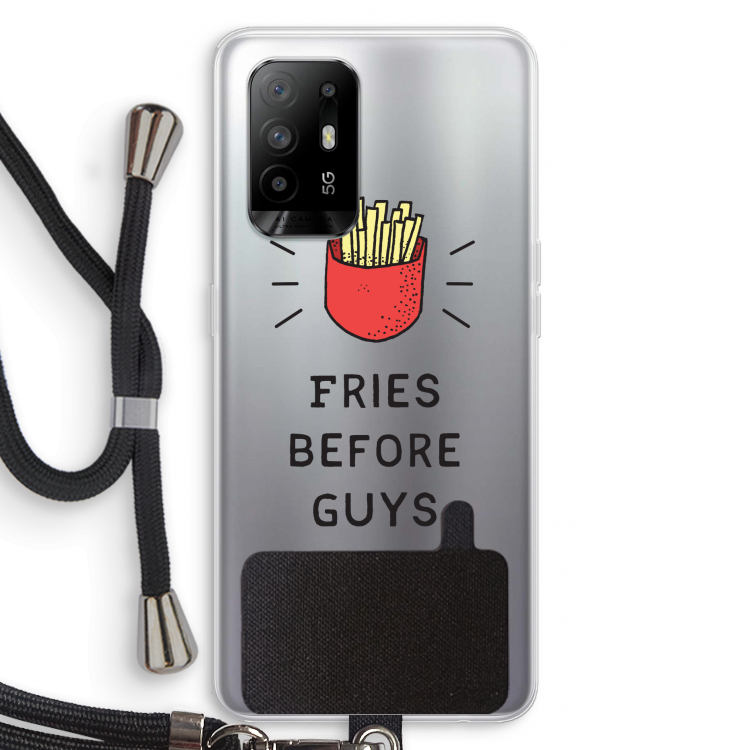 Fries before guys: Oppo A95 5G Transparant Hoesje met koord