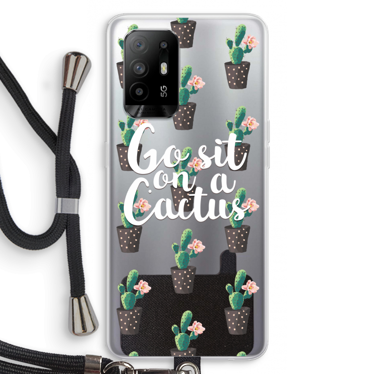 Cactus quote: Oppo A95 5G Transparant Hoesje met koord
