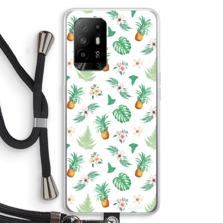 Ananas bladeren: Oppo A95 5G Transparant Hoesje met koord