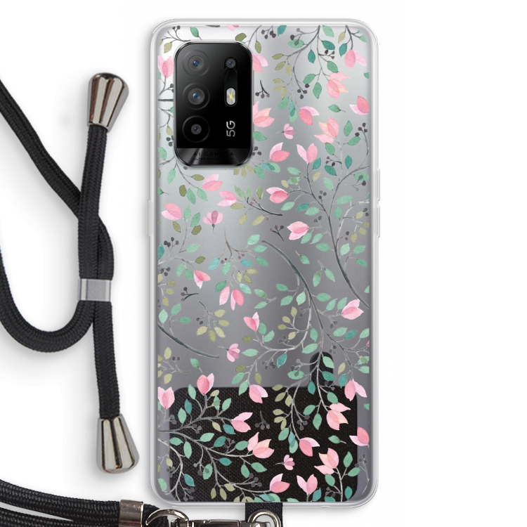 Sierlijke bloemen: Oppo A95 5G Transparant Hoesje met koord