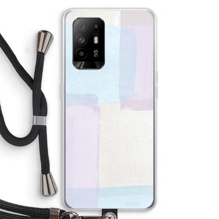 Square pastel: Oppo A95 5G Transparant Hoesje met koord