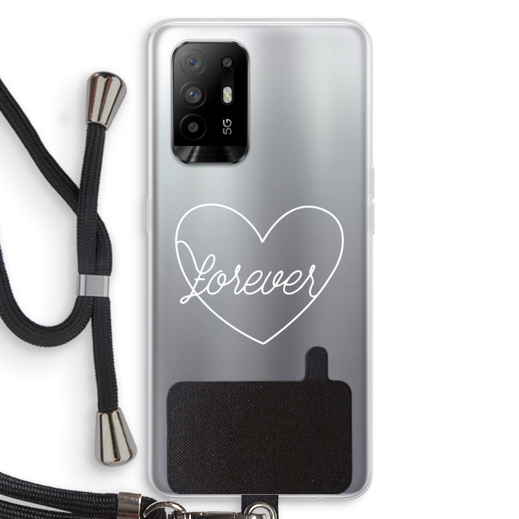 Forever heart pastel: Oppo A95 5G Transparant Hoesje met koord