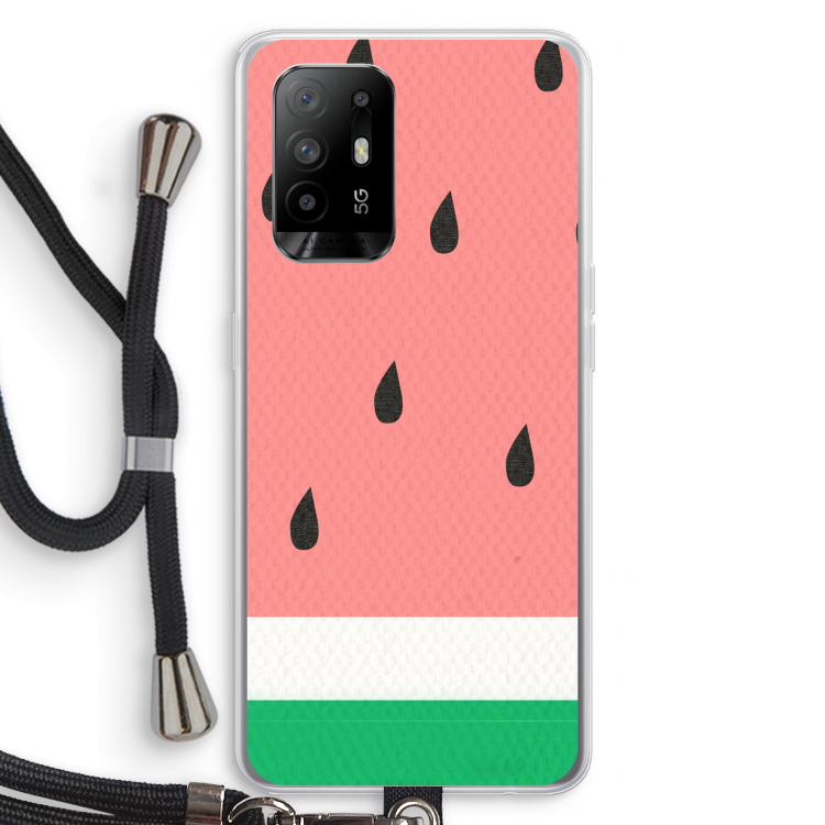 Watermeloen: Oppo A95 5G Transparant Hoesje met koord