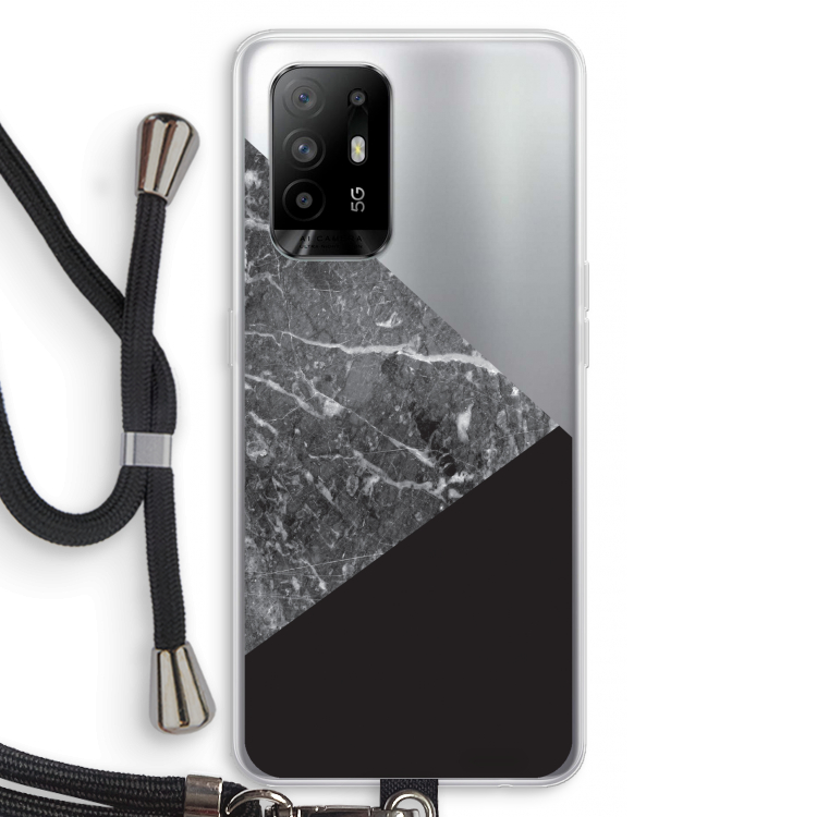 Combinatie marmer: Oppo A95 5G Transparant Hoesje met koord