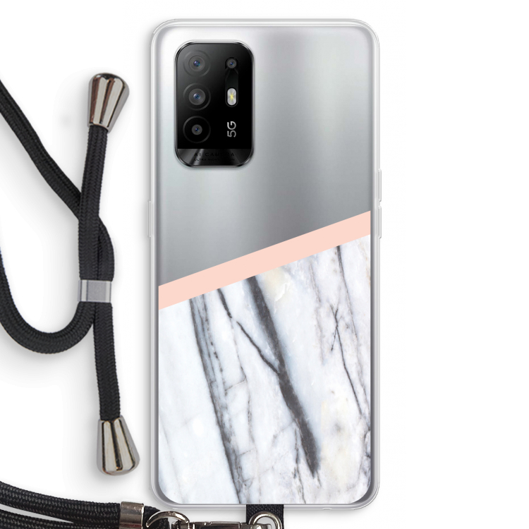 A touch of peach: Oppo A95 5G Transparant Hoesje met koord