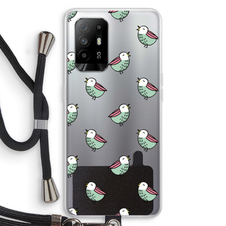 Vogeltjes: Oppo A95 5G Transparant Hoesje met koord