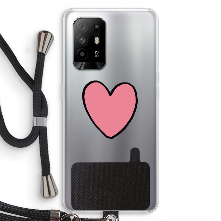 Hartje: Oppo A95 5G Transparant Hoesje met koord