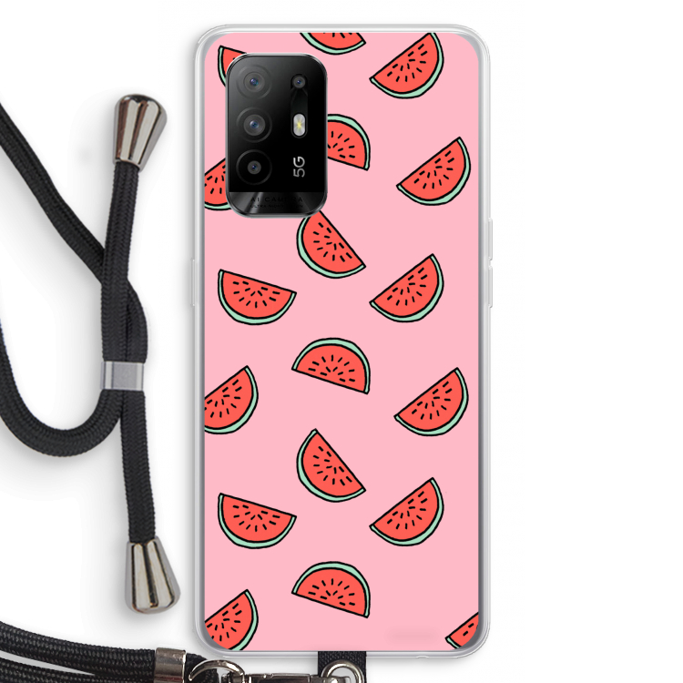 Watermeloen: Oppo A95 5G Transparant Hoesje met koord
