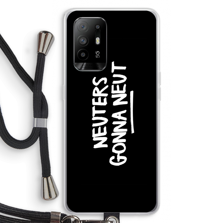 Neuters (zwart): Oppo A95 5G Transparant Hoesje met koord