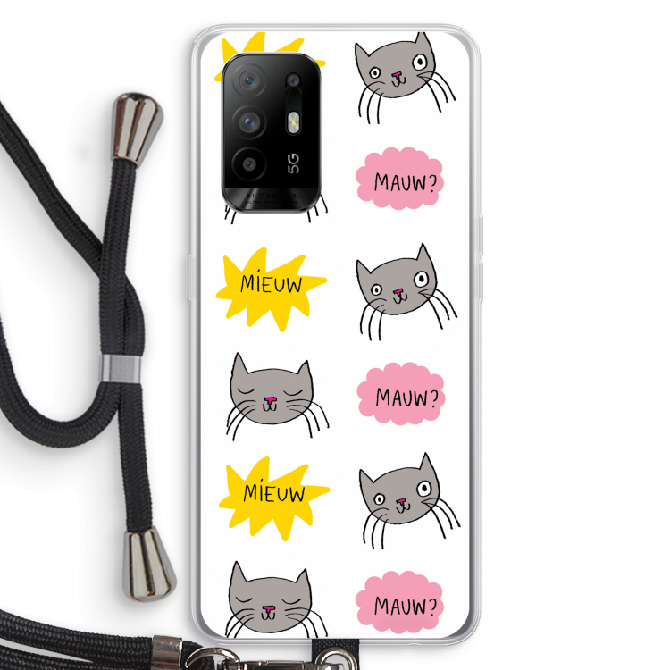 Meow: Oppo A95 5G Transparant Hoesje met koord
