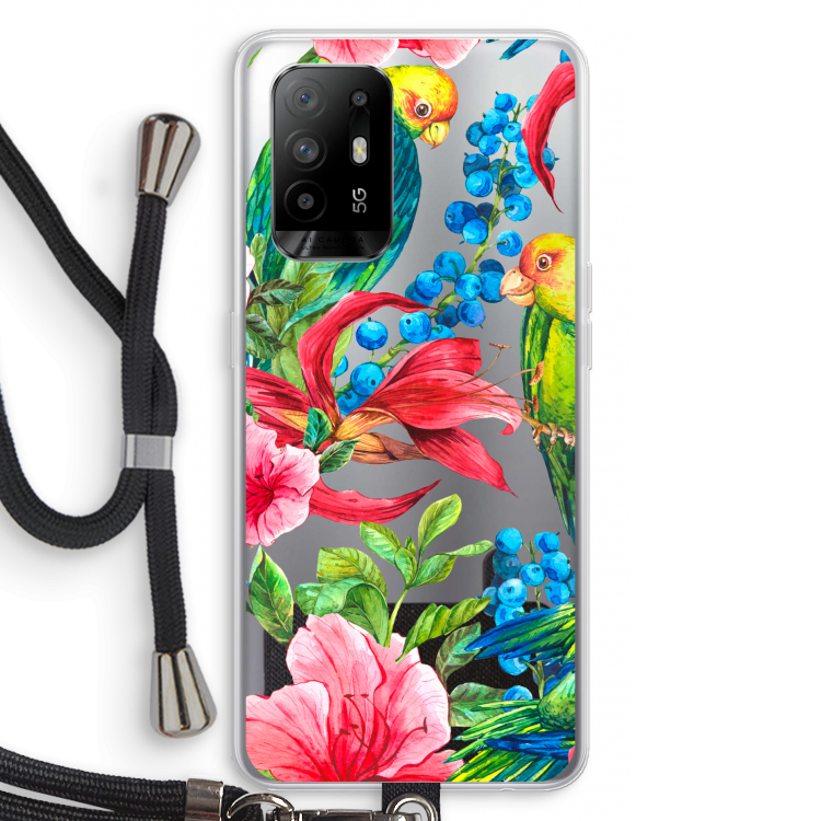 Papegaaien: Oppo A95 5G Transparant Hoesje met koord