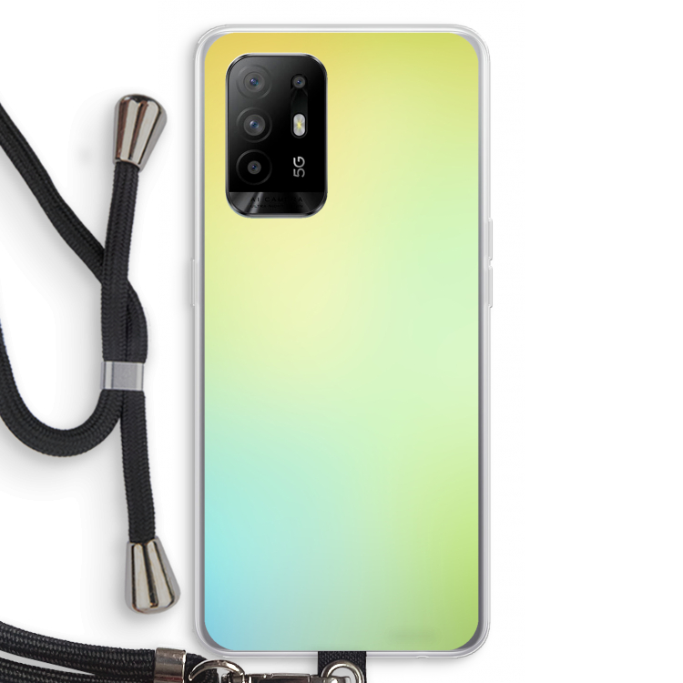Minty mist pastel: Oppo A95 5G Transparant Hoesje met koord