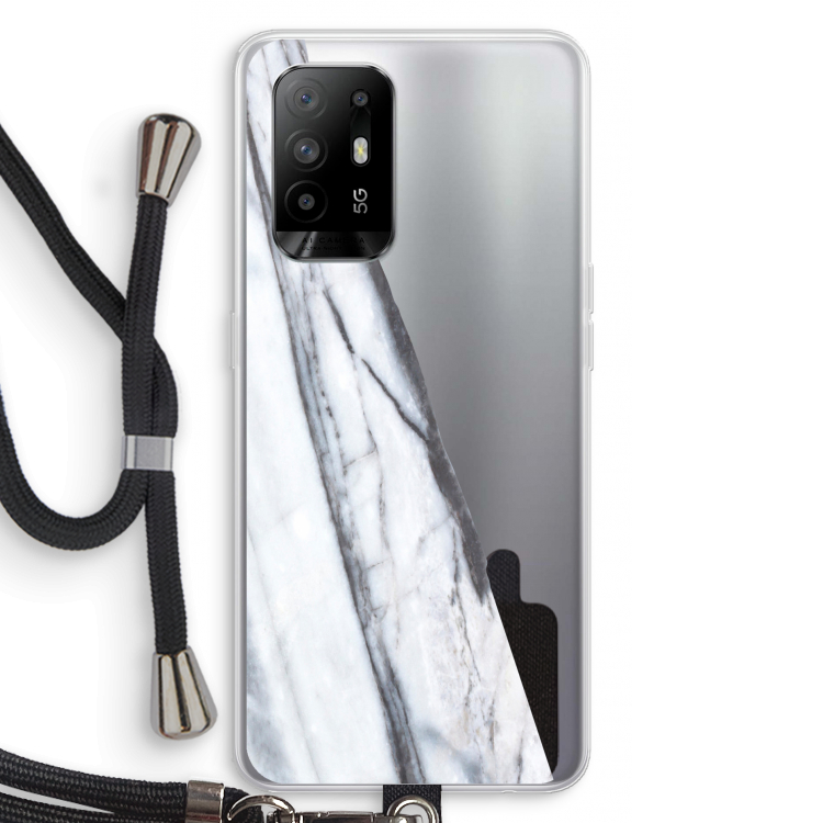 Gestreepte marmer: Oppo A95 5G Transparant Hoesje met koord