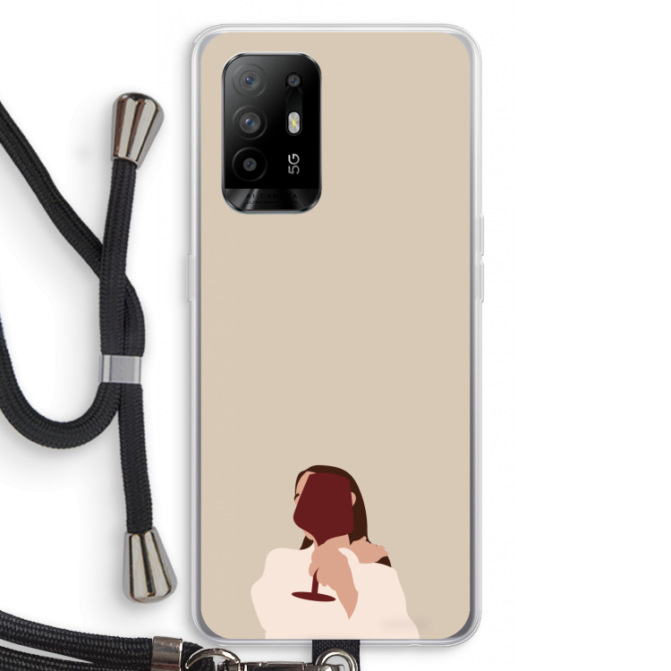 I drink wine: Oppo A95 5G Transparant Hoesje met koord