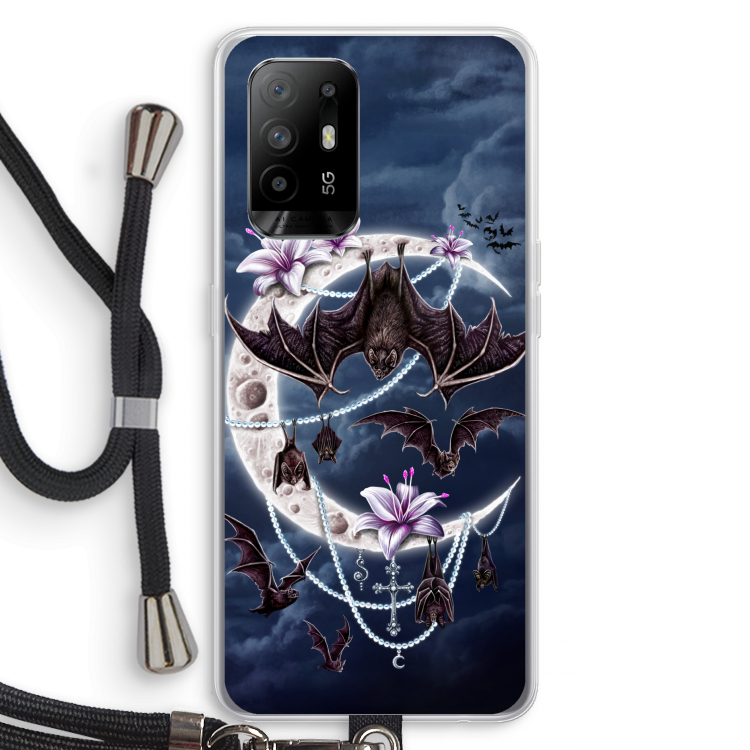 Vleermuizen Maan: Oppo A95 5G Transparant Hoesje met koord