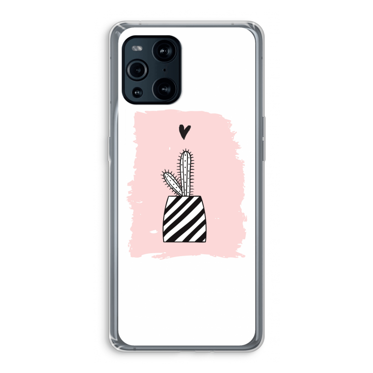 Zwart-wit cactus: Oppo Find X3 Transparant Hoesje
