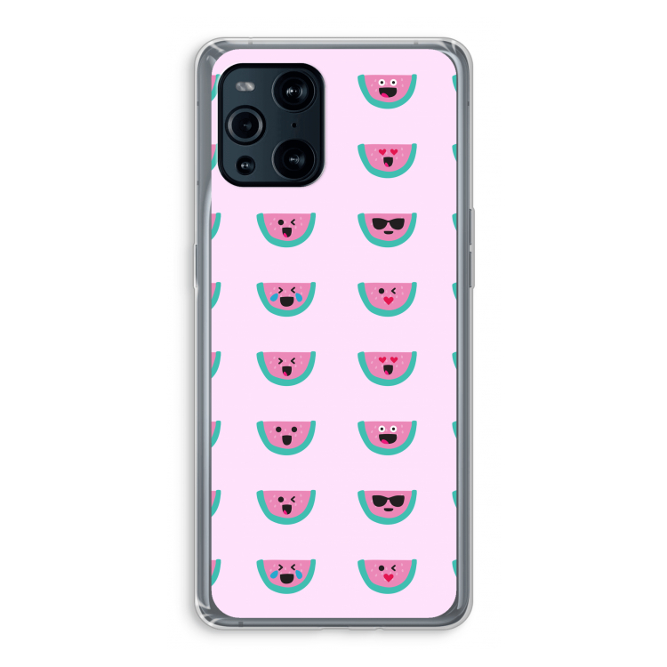Smiley watermeloenprint: Oppo Find X3 Transparant Hoesje