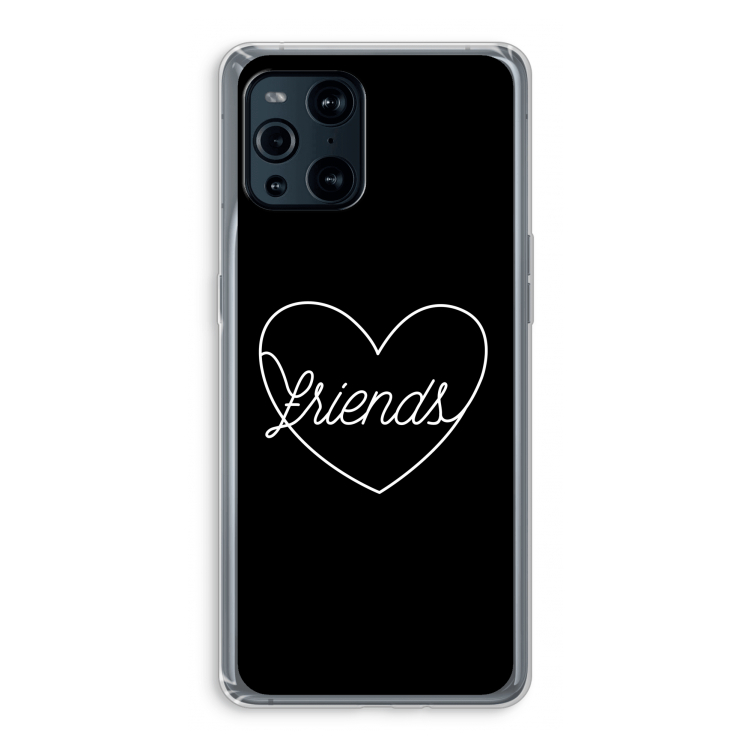 Friends heart black: Oppo Find X3 Transparant Hoesje
