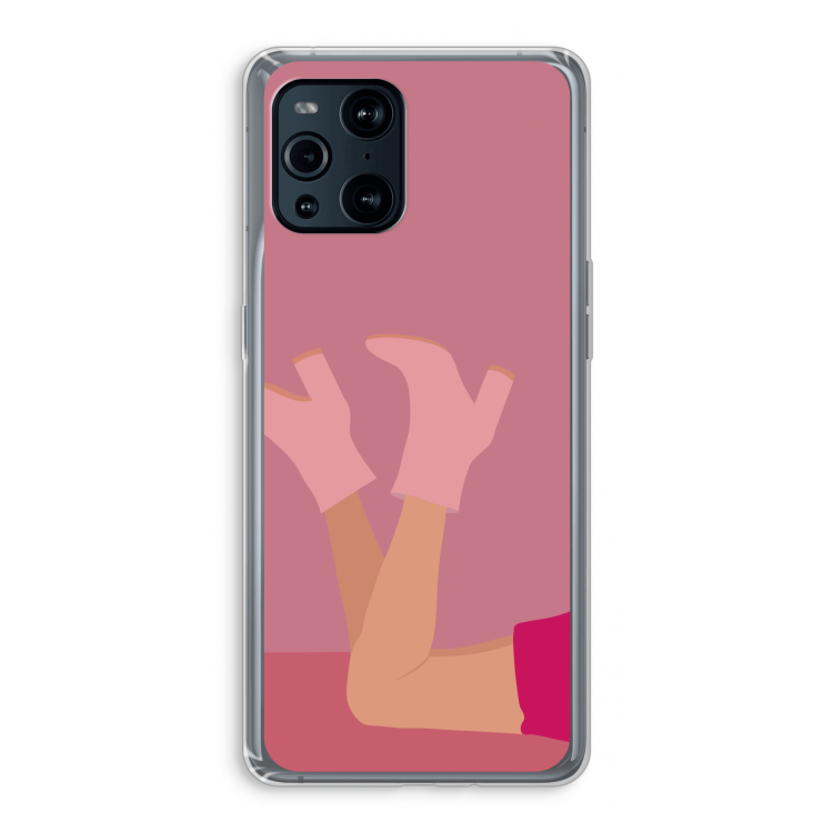 Pink boots: Oppo Find X3 Transparant Hoesje