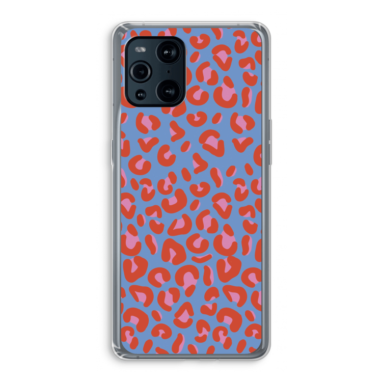 Leopard blue: Oppo Find X3 Transparant Hoesje