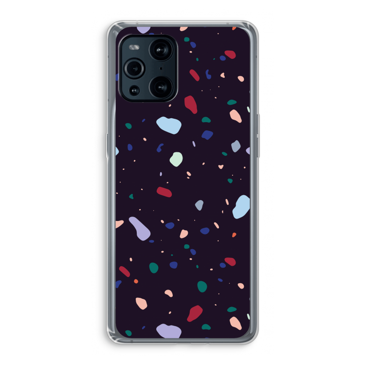 Dark Rounded Terrazzo: Oppo Find X3 Transparant Hoesje