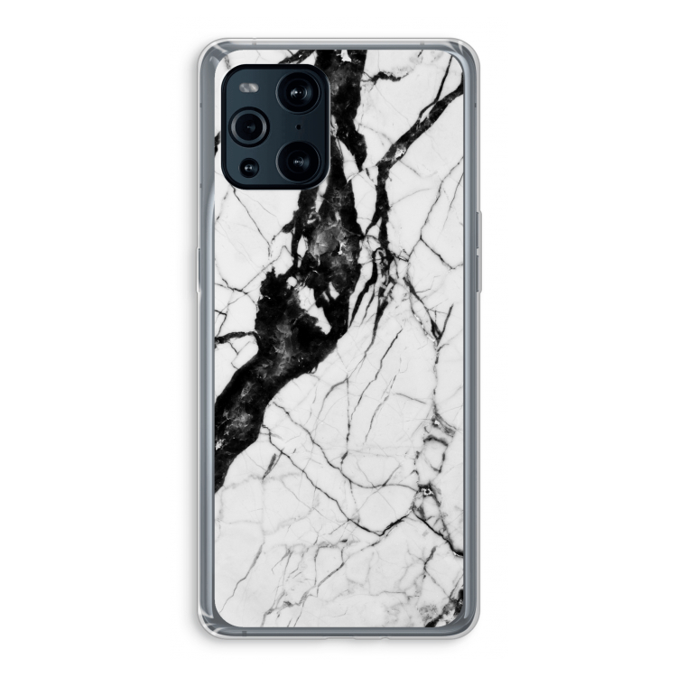 Witte marmer 2: Oppo Find X3 Transparant Hoesje
