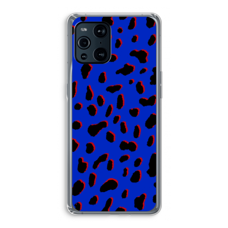 Blue Leopard: Oppo Find X3 Transparant Hoesje