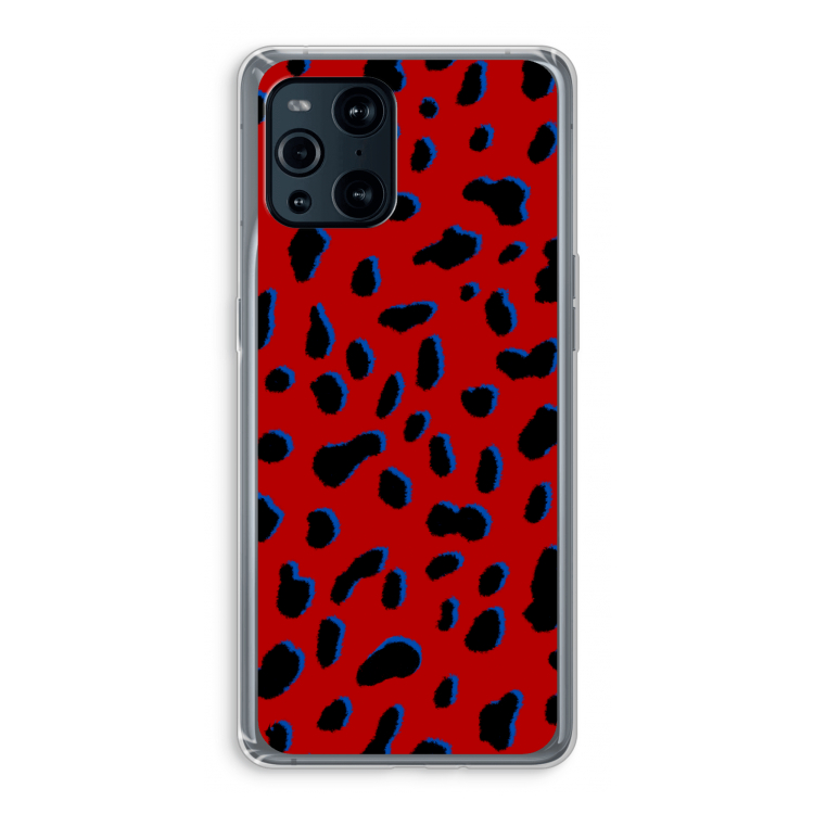 Red Leopard: Oppo Find X3 Transparant Hoesje