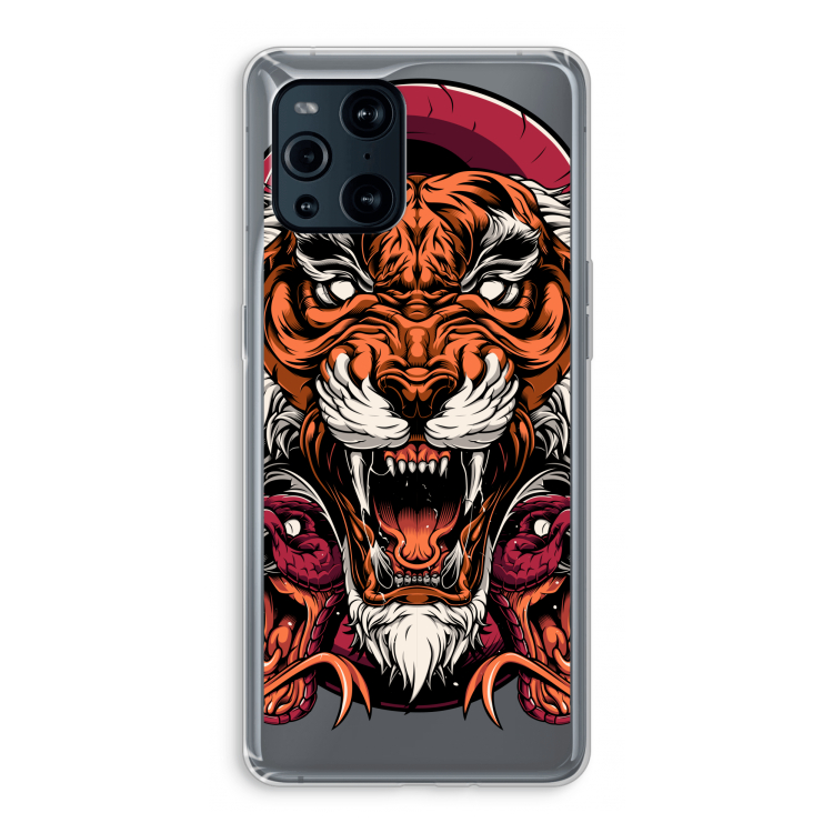 Tiger and Rattlesnakes: Oppo Find X3 Transparant Hoesje