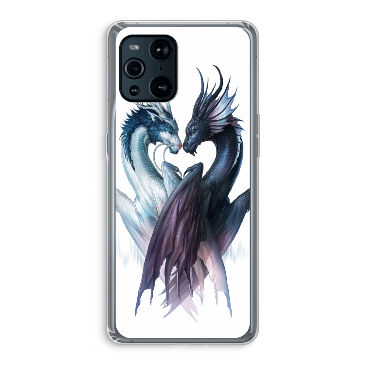 Yin Yang Dragons: Oppo Find X3 Transparant Hoesje