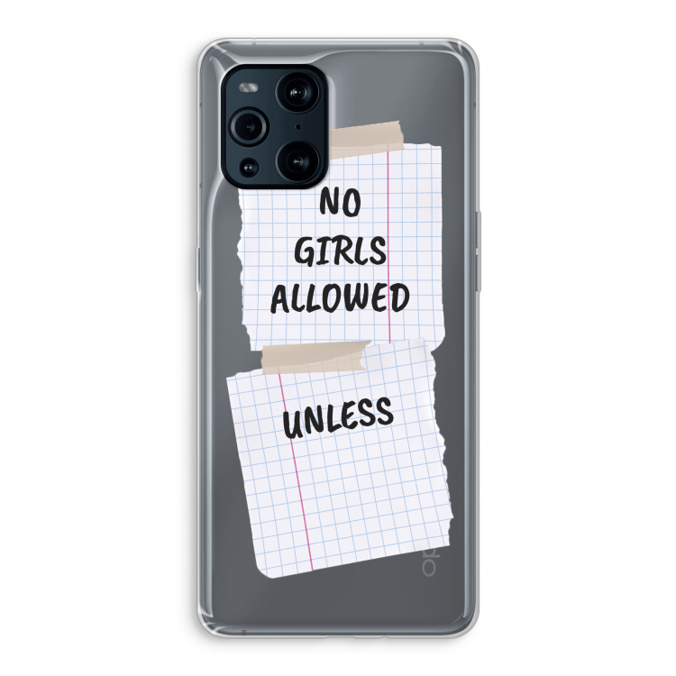 No Girls Allowed Unless: Oppo Find X3 Transparant Hoesje