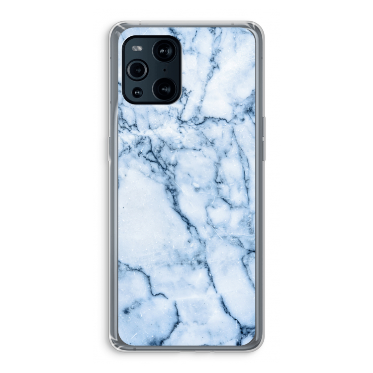 Blauw marmer: Oppo Find X3 Transparant Hoesje