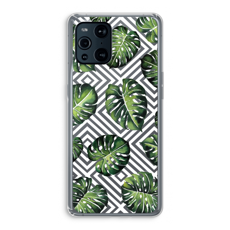 Geometrische jungle: Oppo Find X3 Transparant Hoesje