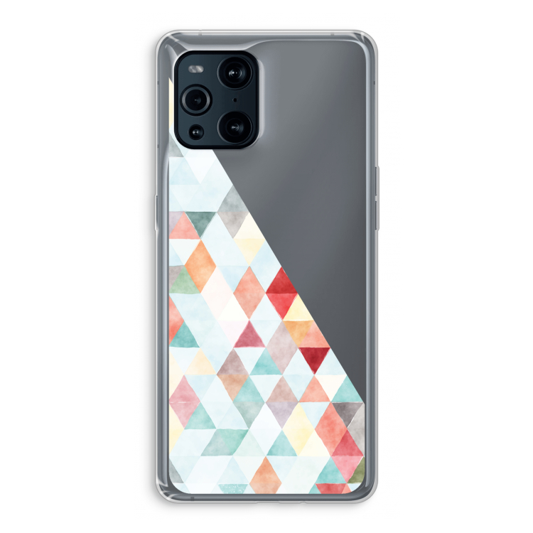 Gekleurde driehoekjes pastel: Oppo Find X3 Transparant Hoesje