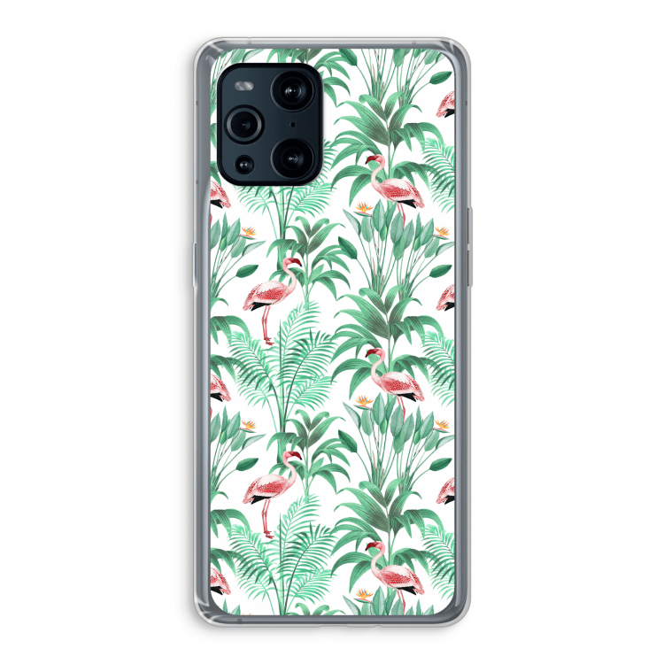 Flamingo bladeren: Oppo Find X3 Transparant Hoesje