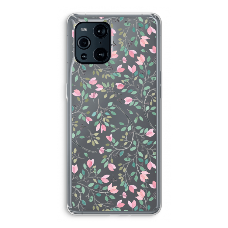 Sierlijke bloemen: Oppo Find X3 Transparant Hoesje