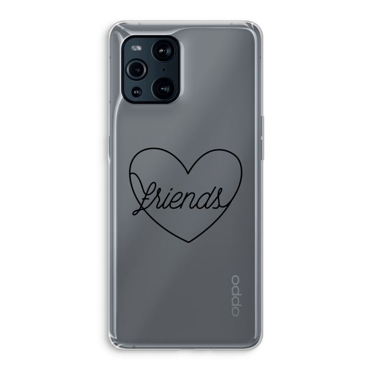 Friends heart black: Oppo Find X3 Transparant Hoesje