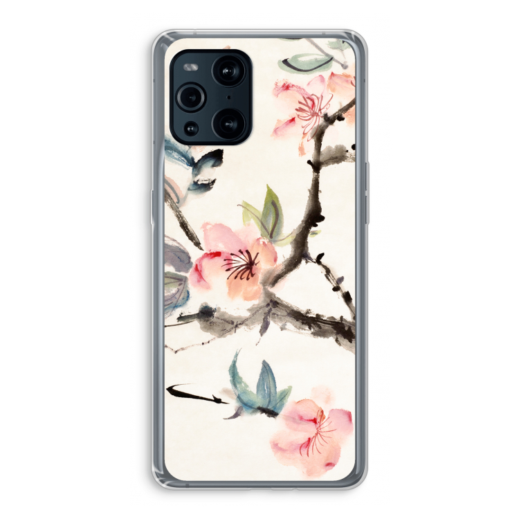 Japanse bloemen: Oppo Find X3 Transparant Hoesje