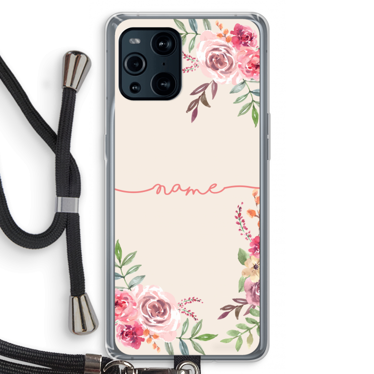 Rozen: Oppo Find X3 Transparant Hoesje met koord