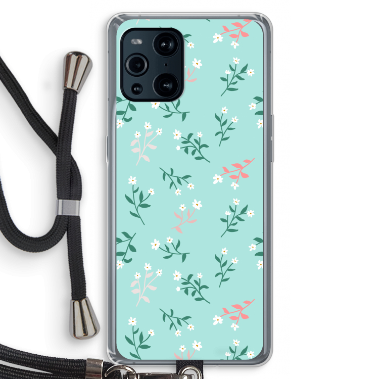 Small white flowers: Oppo Find X3 Transparant Hoesje met koord