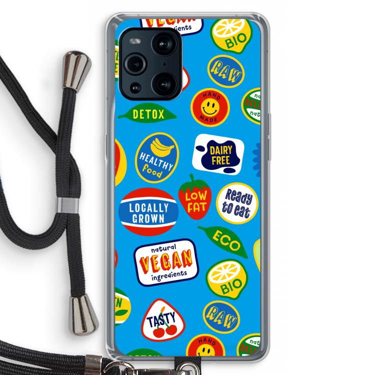 Fruitsticker: Oppo Find X3 Transparant Hoesje met koord